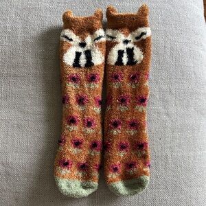 Natural Life Cute Foxie fluffy Patterned Socks OS almost new. Also for adults!